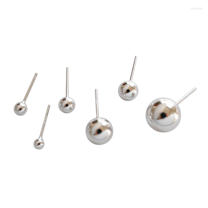 Stud Earrings LADIES 925 STERLING SILVER BALL WOMEN S925 EAR STUDS BASIC FOR