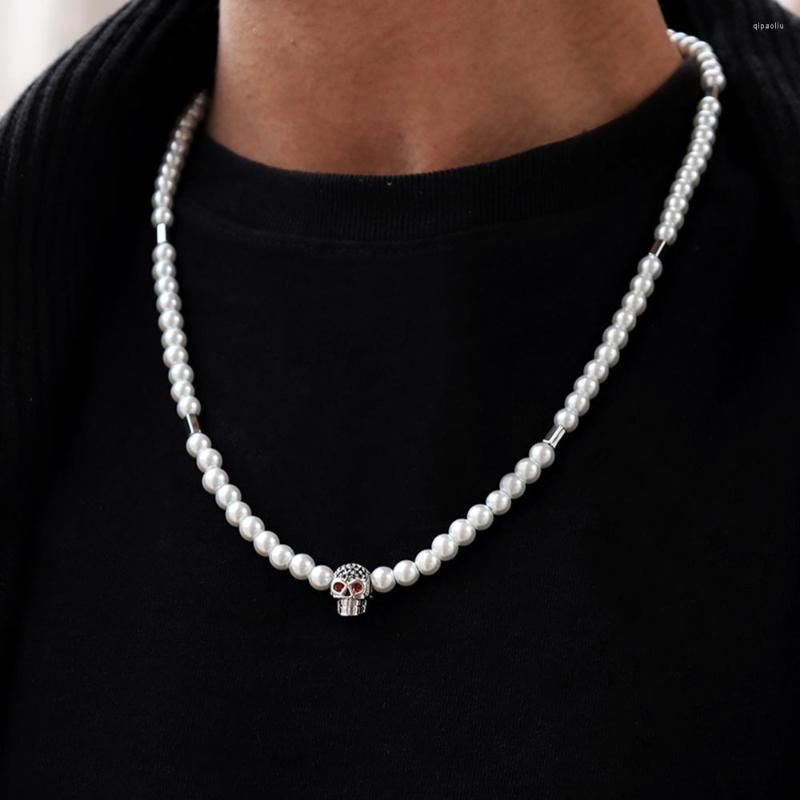 Pendant Necklaces Red Eye Skull Necklace Men Fashion Handmade Imitation Pearls Stone Beaded For Jewelry Gift
Pendant Necklaces Red Eye Skull Necklace Men Fashion Handmade Imitation Pearls Stone Beaded For Jewelry Gift