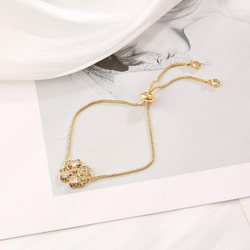 Link Bracelets Exquisite Cz Bracelet Colorful Crystal Flowers 18K Gold Women Bangle Adjustable Zircon Copper Jewelry Gift
Link Bracelets Exquisite Cz Bracelet Colorful Crystal Flowers 18K Gold Women Bangle Adjustable Zircon Copper Jewelry Gift