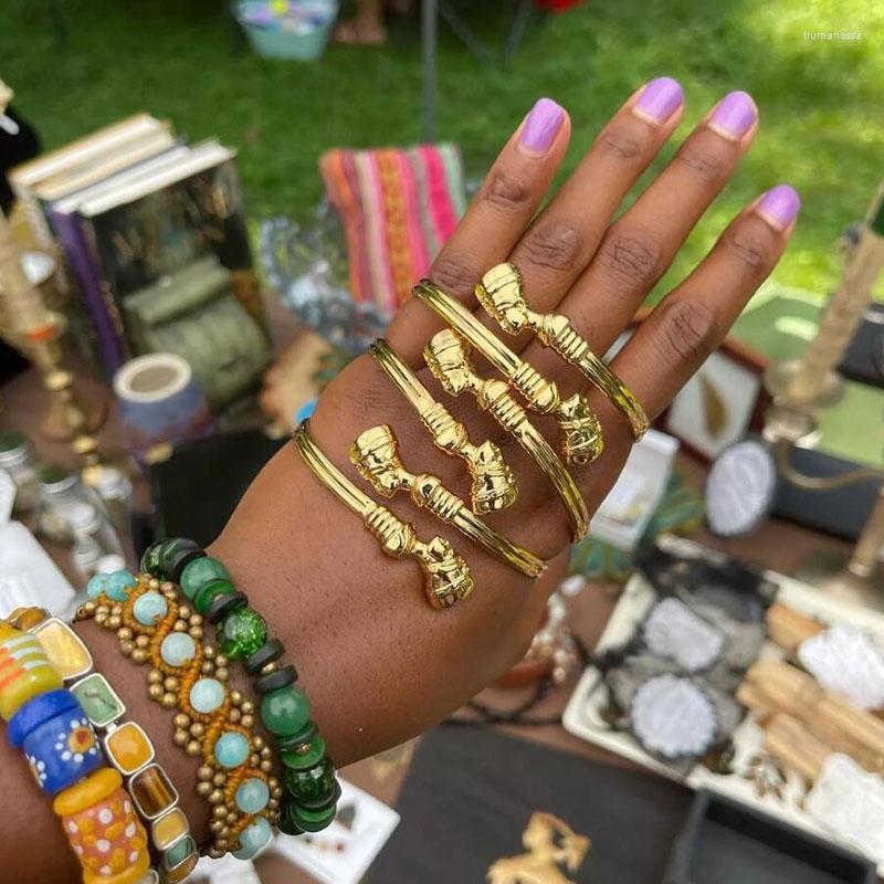 Bangle Egyptian Queen Nefertiti Bangles For Women Men Gold Adjustable Africa Couple Bracelet HipHop Punk Bracelets Jewelry Gifts 2023 Raym22