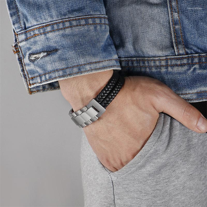 Charm Bracelets Stainless Steel Thick Chain & Link Golden Silver Color For Men Braided Leather Wristband Punk Male Jewelry
Charm Bracelets Stainless Steel Thick Chain & Link Golden Silver Color For Men Braided Leather Wristband Punk Male Jewelry