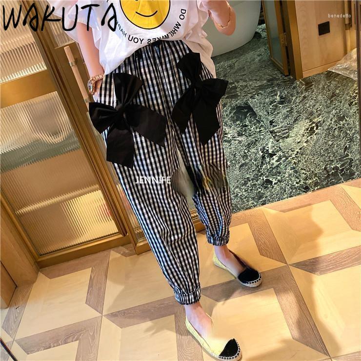 Women' Pants WAKUTA Korea Sweet Bow Women Harem Elastic High Waist Ankle-length Plaid Trousers Causal 2023 Spring Summer, Black
Women' Pants WAKUTA Korea Sweet Bow Women Harem Elastic High Waist Ankle-length Plaid Trousers Causal 2023 Spring Summer, Black