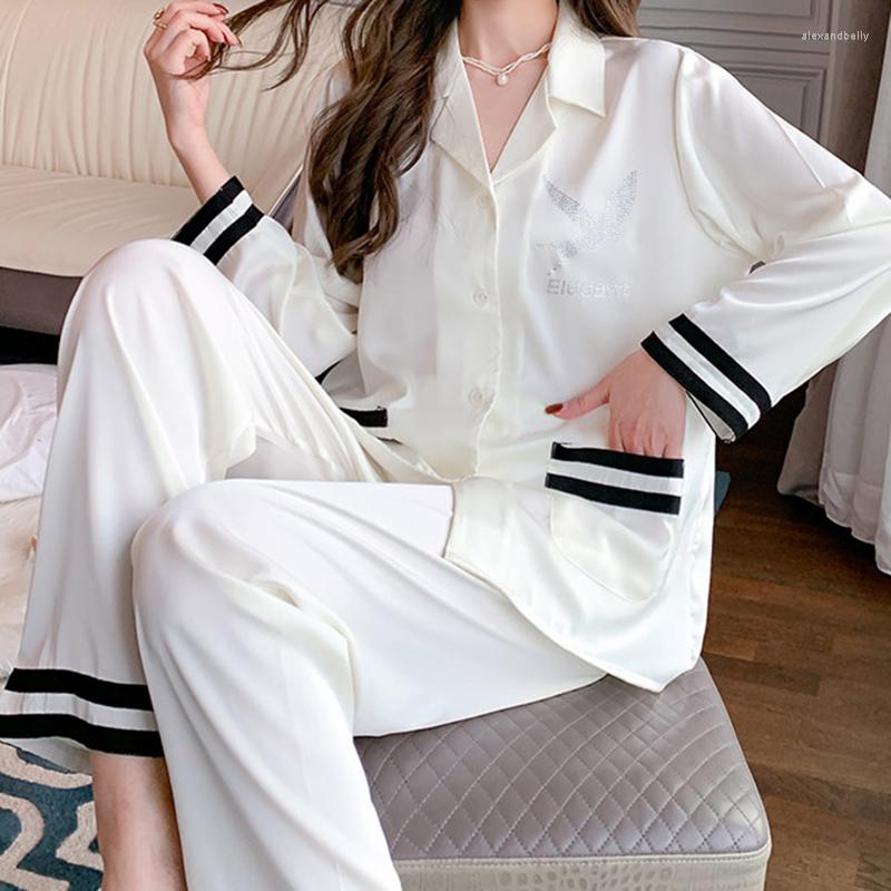 Women's Sleepwear Women's Pajamas Set Spring Summer White Satin 2 PCS Shirt&Pant Loose Casual Pijamas Suit Elastic Waist Home Wear, Burgundy pajamas
Women's Sleepwear Women's Pajamas Set Spring Summer White Satin 2 PCS Shirt&Pant Loose Casual Pijamas Suit Elastic Waist Home Wear, Burgundy pajamas