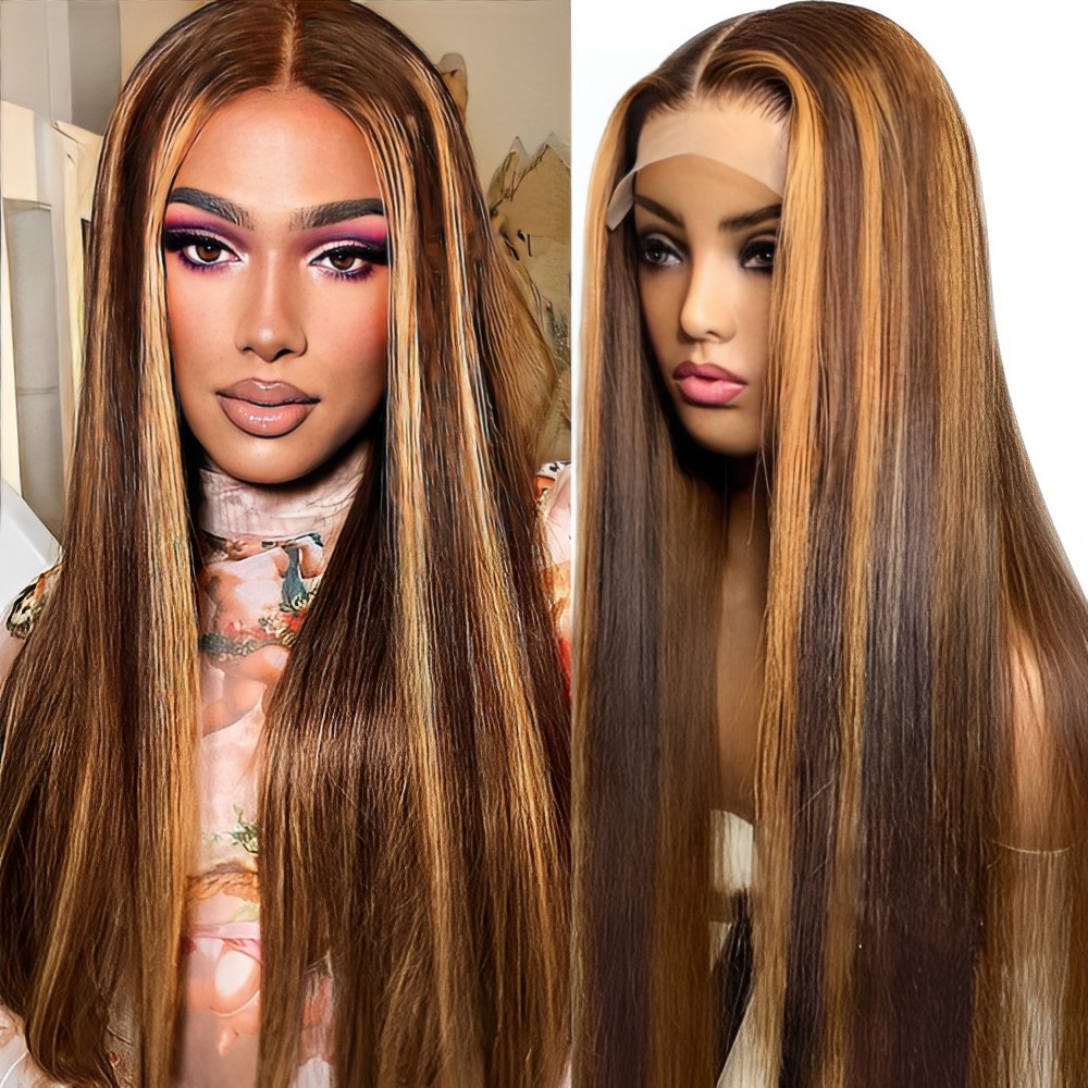 New Design Highlight Ombre Straight Frontal Human Hair Wigs Colored Bone Straight 13x4 Lace HD Transparent Lace Frontal Wig for Women, Natural color
New Design Highlight Ombre Straight Frontal Human Hair Wigs Colored Bone Straight 13x4 Lace HD Transparent Lace Frontal Wig for Women, Natural color