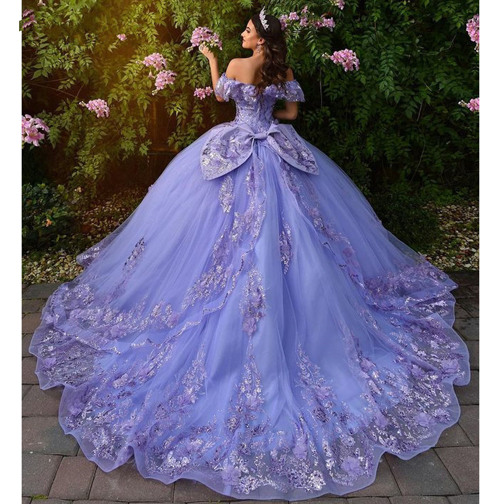 Lilac lavender Quinceanera Dresses Ball Gown With Beaded Fishbone Off Shoulder Lace Sweet 16 Dress Lace-up Vestidos, Light sky blue
Lilac lavender Quinceanera Dresses Ball Gown With Beaded Fishbone Off Shoulder Lace Sweet 16 Dress Lace-up Vestidos, Light sky blue