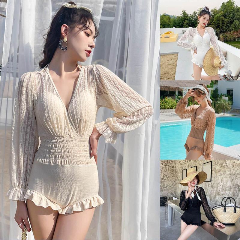 Women's Swimwear Women's Swimsuit Small Chest Gathering Holiday Long Sleeve, Beige
Women's Swimwear Women's Swimsuit Small Chest Gathering Holiday Long Sleeve, Beige