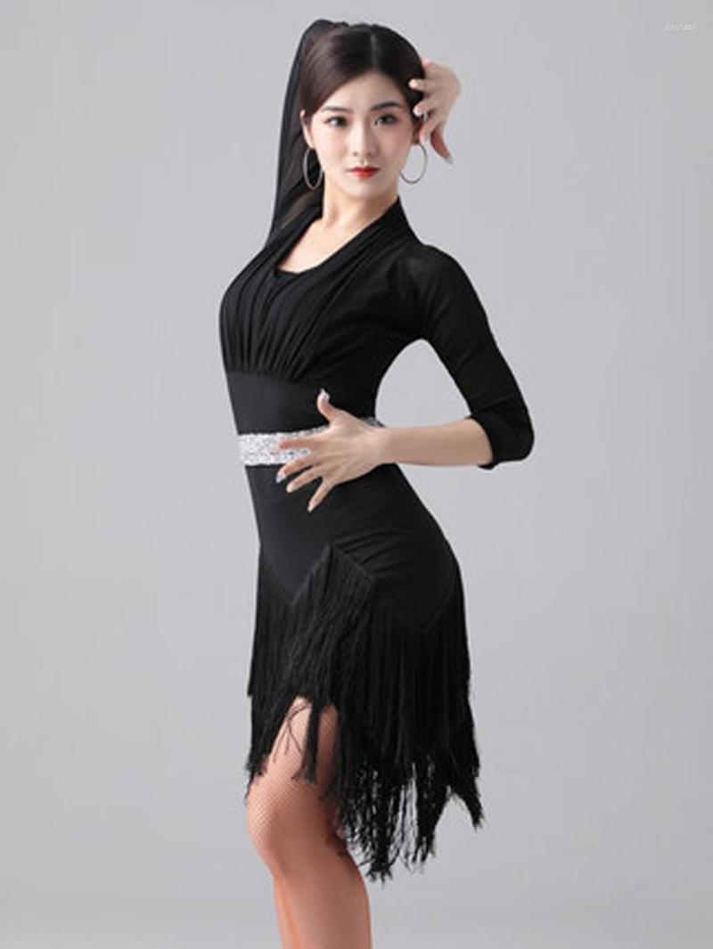 Stage Wear 2023 Latin Dance Practice Clothes Female Adult Autumn And Winter Professional Competition Performance Sexy Long-sleeved, Black02
Stage Wear 2023 Latin Dance Practice Clothes Female Adult Autumn And Winter Professional Competition Performance Sexy Long-sleeved, Black02