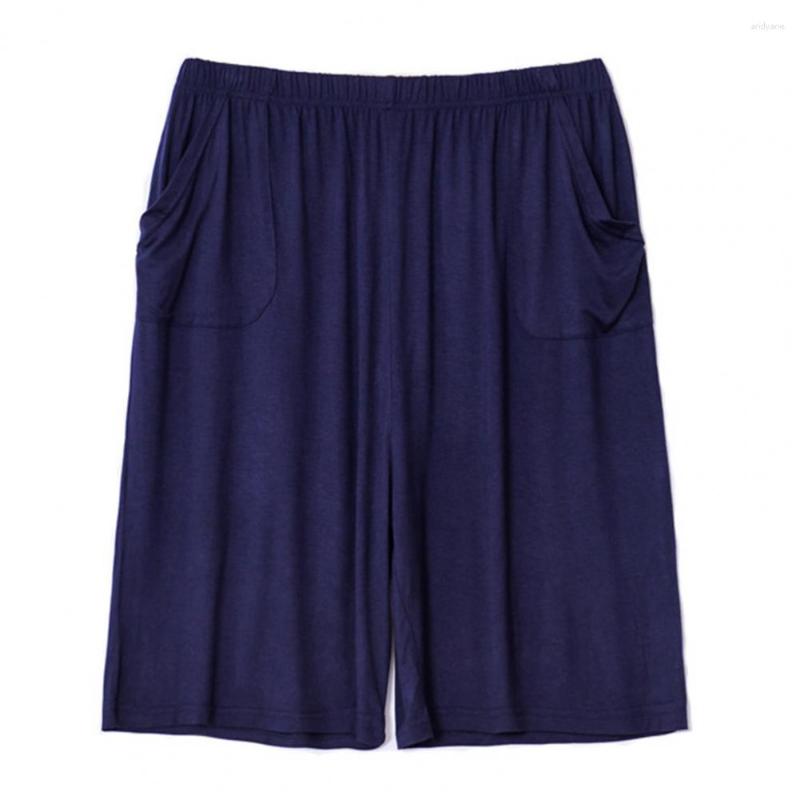 

Men's Sleepwear Shorts Mid-rise Elastic Waistband Pockets Sleeping Men Summer Casual Short Pajama Pants Homewear, Black