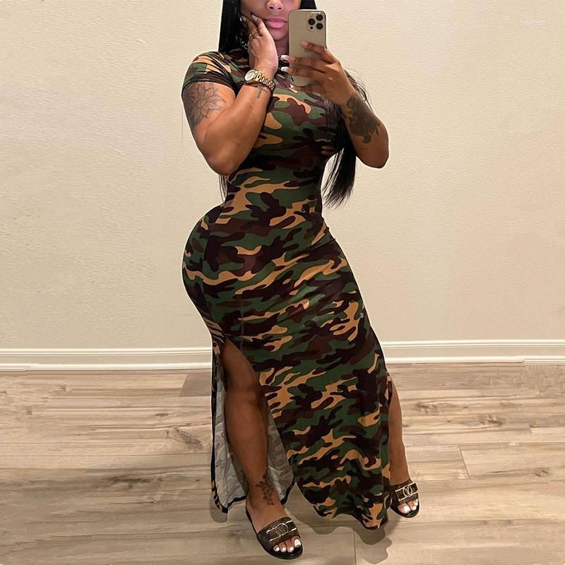 Casual Dresses Fashion Summer Dress For Women Short Sleeve Camo Printed Slit Maxi, Army green
Casual Dresses Fashion Summer Dress For Women Short Sleeve Camo Printed Slit Maxi, Army green