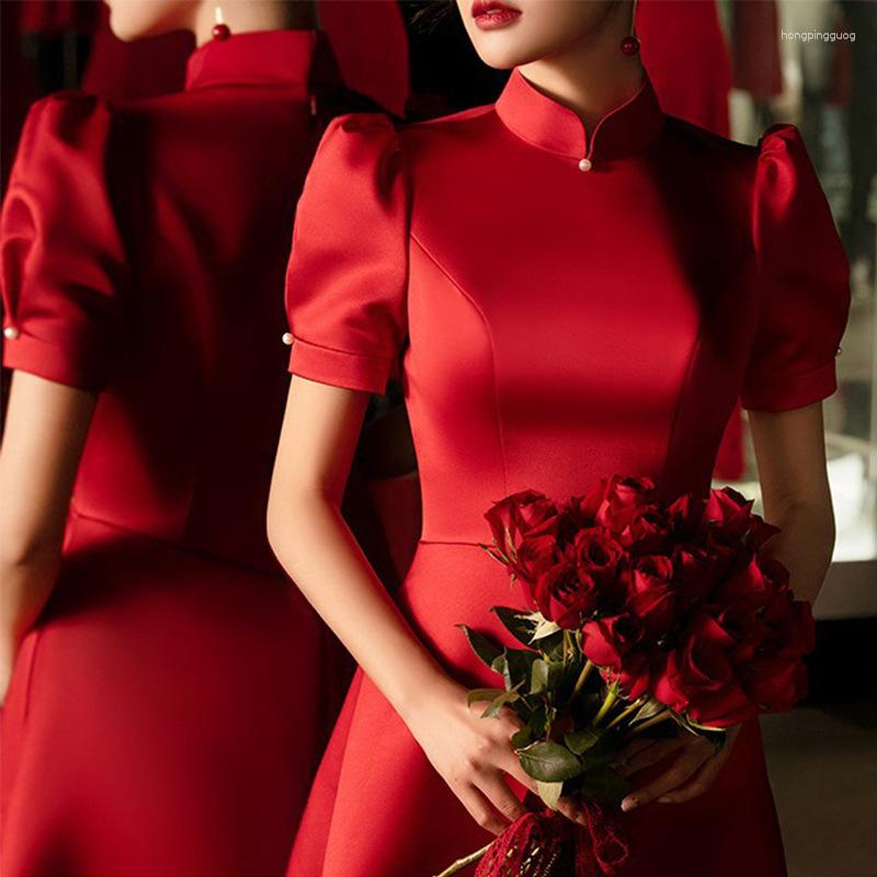 Ethnic Clothing Chinese Style Burgundy Bride Wedding Dress Vintage Mandarin Collar Qipao Plus Size Cheongsam Elegant Temperament Banquet
Ethnic Clothing Chinese Style Burgundy Bride Wedding Dress Vintage Mandarin Collar Qipao Plus Size Cheongsam Elegant Temperament Banquet
