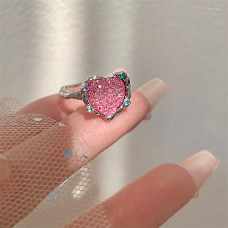 Wedding Rings Exquisite Lovely Pink Heart Zircon For Women Princess Style Rhinestone Light Luxury Ring Statement Jewelry Gifts 
Wedding Rings Exquisite Lovely Pink Heart Zircon For Women Princess Style Rhinestone Light Luxury Ring Statement Jewelry Gifts