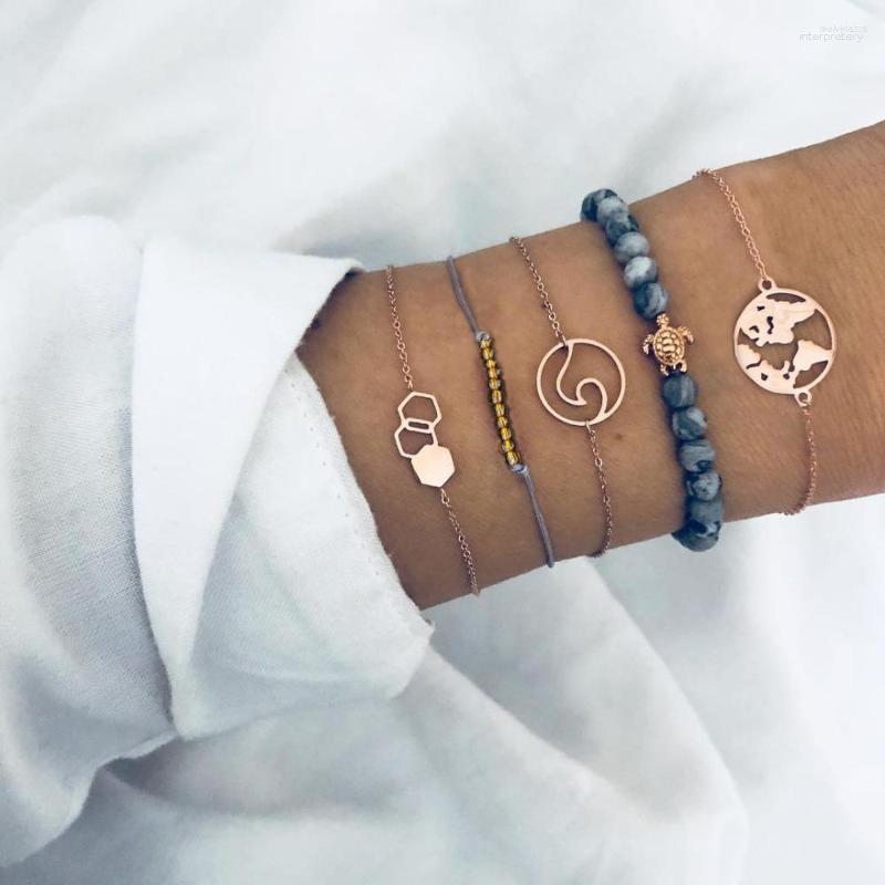 Link Bracelets Fashion Faux Stone Beaded 5Pieces/Set Bracelet Alloy Round Map Waves Molecular Animals Women's Creative Bangle
Link Bracelets Fashion Faux Stone Beaded 5Pieces/Set Bracelet Alloy Round Map Waves Molecular Animals Women's Creative Bangle