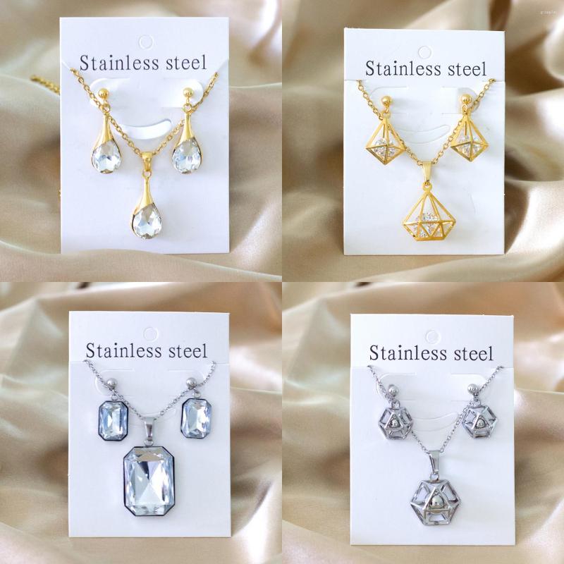 Necklace Earrings Set Korean Fashion Stainless Steel For Woman Water Drop Pendant Necklaces And Cubic Zirconia Gold Color, Picture shown
Necklace Earrings Set Korean Fashion Stainless Steel For Woman Water Drop Pendant Necklaces And Cubic Zirconia Gold Color, Picture shown