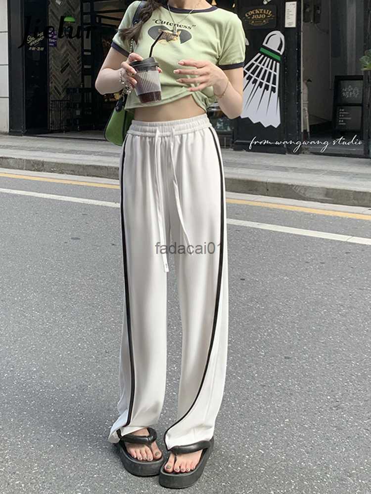 S4XL Drawstring Elastic Waist Fashion Casual Pants Women Loose Striped Pants Female Blue Black White Trousers L230621
S4XL Drawstring Elastic Waist Fashion Casual Pants Women Loose Striped Pants Female Blue Black White Trousers L230621
