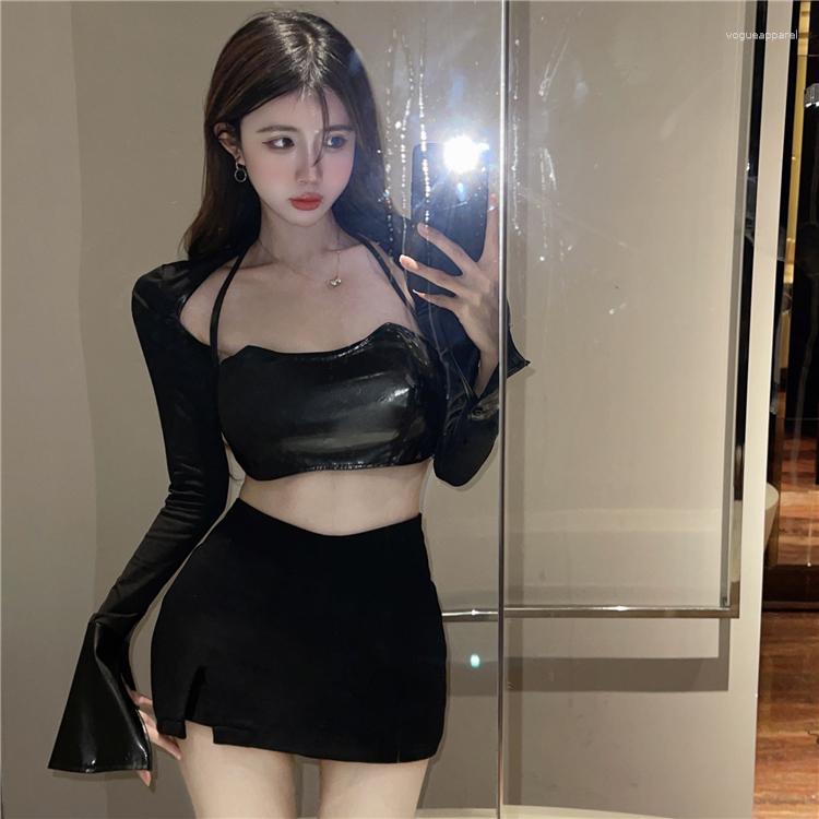 Women' Tanks GkyocQ Summer Women Two Piece Sets PU Halter Strapless Camis Long Flare Sleeve Solid Coats Clubwear Sexy Girls Female Clothing, 2pc set
Women' Tanks GkyocQ Summer Women Two Piece Sets PU Halter Strapless Camis Long Flare Sleeve Solid Coats Clubwear Sexy Girls Female Clothing, 2pc set