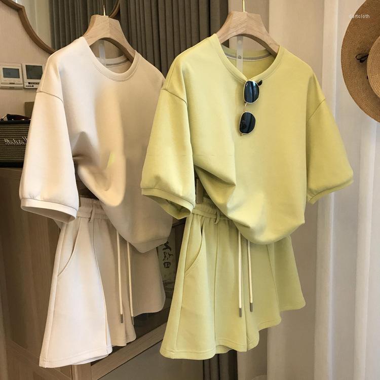 Women' Tracksuits Summer Clothes Solid Color Suit For Women Short Sleeve Tshirt Wide Leg Shorts Two-Piece Sets Woman Streetwear, Yellow
Women' Tracksuits Summer Clothes Solid Color Suit For Women Short Sleeve Tshirt Wide Leg Shorts Two-Piece Sets Woman Streetwear, Yellow
