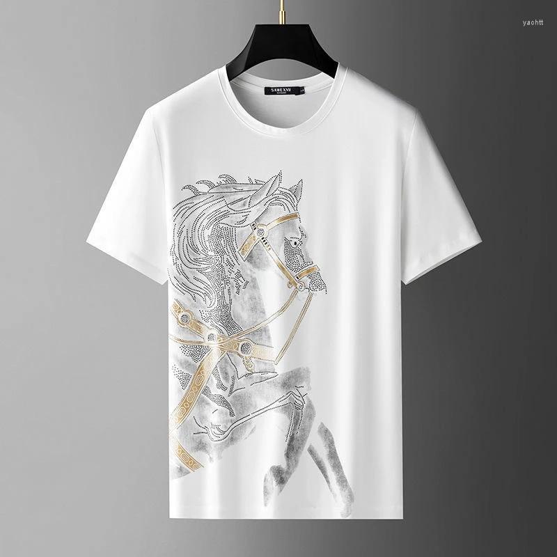 Men's T Shirts European Diamond Horse Short Sleeve T-shirt Men's Summer Personalized Handsome Casual Round Neck High-End Luxury Top, White t-shirt
Men's T Shirts European Diamond Horse Short Sleeve T-shirt Men's Summer Personalized Handsome Casual Round Neck High-End Luxury Top, White t-shirt