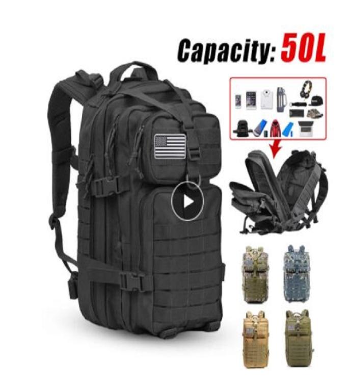 50L Large Capacity Men Tactical Backpack 3P Softback Outdoor Waterproof Bug Rucksack Hiking Camping Hunting Bags8648164, Multi-color
50L Large Capacity Men Tactical Backpack 3P Softback Outdoor Waterproof Bug Rucksack Hiking Camping Hunting Bags8648164, Multi-color