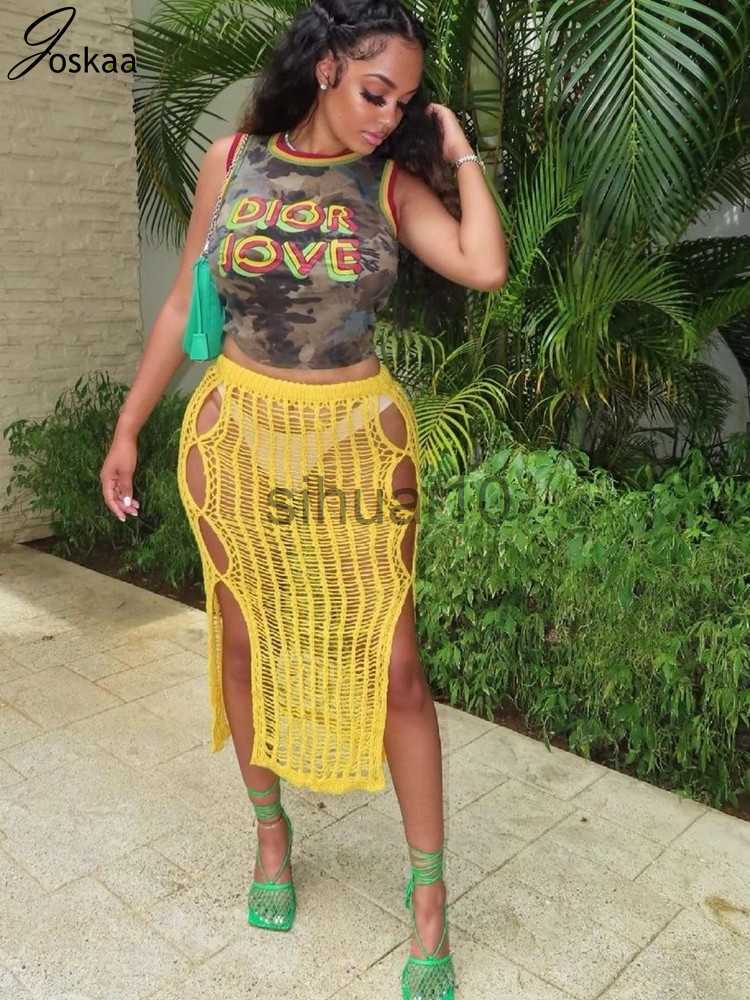 Skirts Joskaa Knitted High Waist Pack Hip Skirts for Women Clothes Fashion Hollow Out Slit Long Skirt Spring 2023 Sexy Streetwear J230621, Yellow
Skirts Joskaa Knitted High Waist Pack Hip Skirts for Women Clothes Fashion Hollow Out Slit Long Skirt Spring 2023 Sexy Streetwear J230621, Yellow