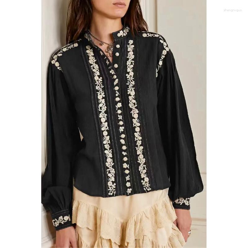 Women's Blouses 2023 Spring And Summer Special Offer Floral Embroidery Round Neck Long-sleeved Women Shirt, Black
Women's Blouses 2023 Spring And Summer Special Offer Floral Embroidery Round Neck Long-sleeved Women Shirt, Black
