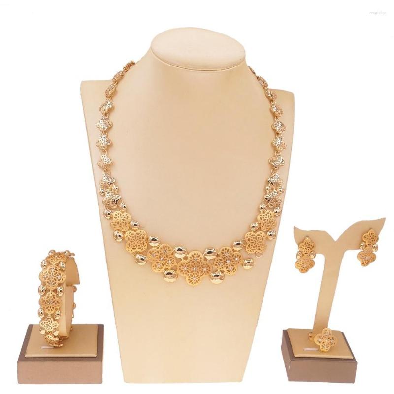 Necklace Earrings Set Middle East 18K Gold Plated Bracelet Ring Four Piece Jewelry For Women DD10254, Picture shown
Necklace Earrings Set Middle East 18K Gold Plated Bracelet Ring Four Piece Jewelry For Women DD10254, Picture shown