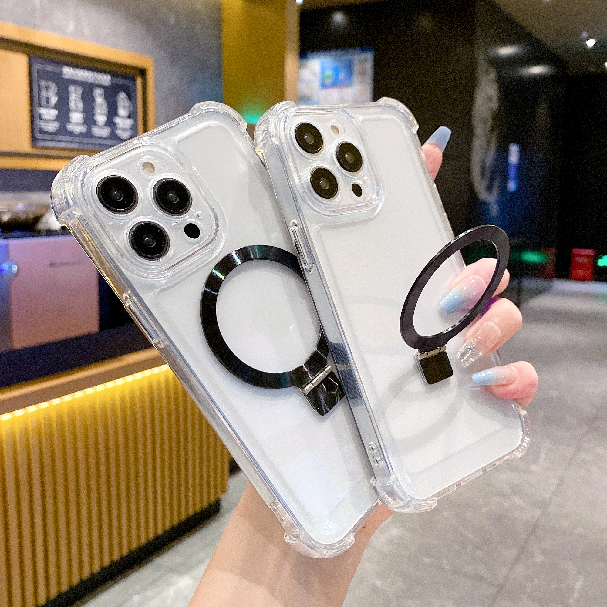 Four Corner Anti Drop Folding Bracket Phone Cover For iPhone 12 13 14 Pro Max 14Plus Magnetic Wireless Charge Transparent Case
Four Corner Anti Drop Folding Bracket Phone Cover For iPhone 12 13 14 Pro Max 14Plus Magnetic Wireless Charge Transparent Case