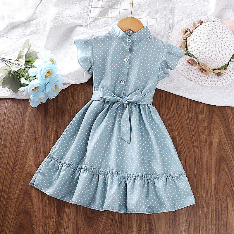 Girl's Dresses New Summer Kids Dress For Girls Sky Blue Polka Dot Flying Sleeve Dress Fashion Style AA230531
Girl's Dresses New Summer Kids Dress For Girls Sky Blue Polka Dot Flying Sleeve Dress Fashion Style AA230531