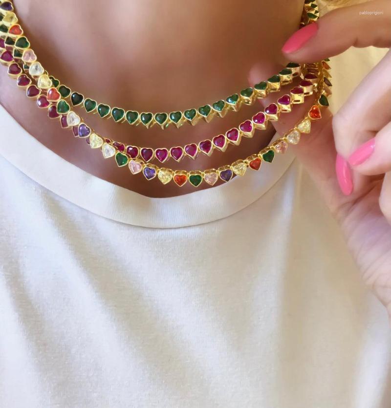 Chains Green White CZ Bezel Heart Shaped Tennis Chain Choker Necklace For Women Geometric Classic Luxury Jewelry
Chains Green White CZ Bezel Heart Shaped Tennis Chain Choker Necklace For Women Geometric Classic Luxury Jewelry