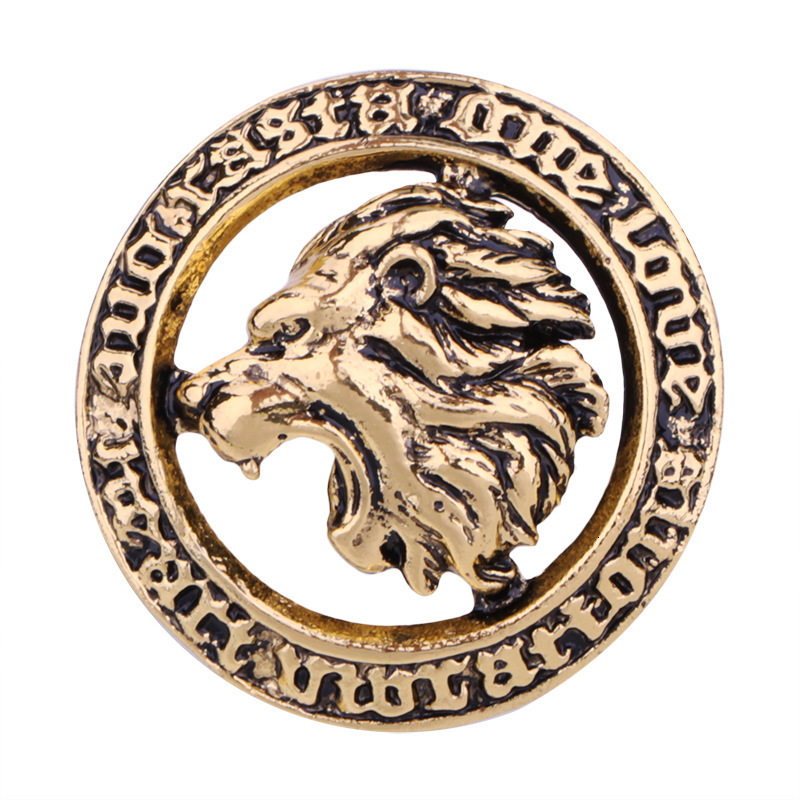 Pins Brooches Vintage Lion Head Round Animal Lapel for Men Suit Shirt Collar Badge Luxulry Jewelry Accessories Gifts 230621