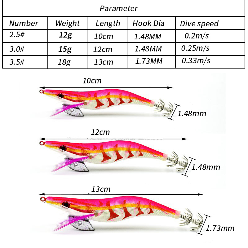 Baits Lures 10Pcs Luminous Squid Lure Jig Hook Bait Shrimp Octopus Cuttlefish Sinker with Ring Bead Fishing Lead 230620