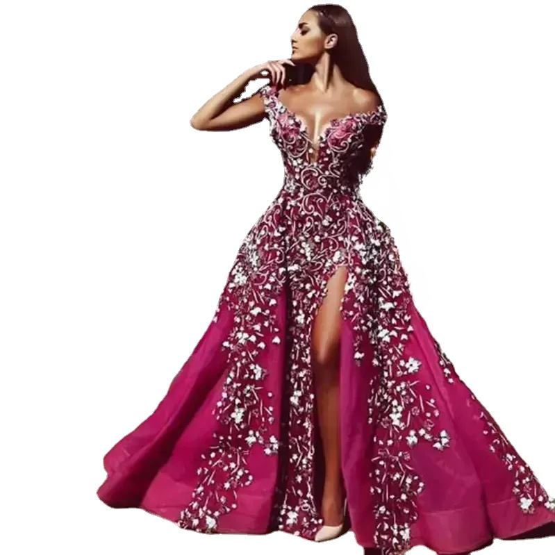 HOT! Tony Chaaya Split Evening Dresses With Detachable Train Pink Beads Mermaid Appliqued Prom Gowns Lace Luxury Party Dress robes de soire, Fuchsia
HOT! Tony Chaaya Split Evening Dresses With Detachable Train Pink Beads Mermaid Appliqued Prom Gowns Lace Luxury Party Dress robes de soire, Fuchsia