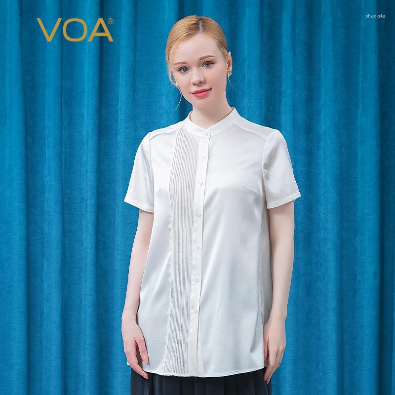 Women's Blouses VOA Silk Satin Stand Collar Short Sleeve Single-breasted Jacquard Stitching White Smooth Breathable Literary Shirt Summer, W14
Women's Blouses VOA Silk Satin Stand Collar Short Sleeve Single-breasted Jacquard Stitching White Smooth Breathable Literary Shirt Summer, W14