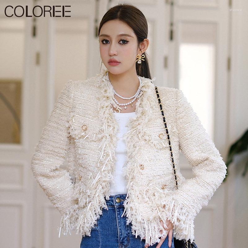 Women' Jackets Korean Fashion Beige Tweed Women Elegant Tassel Blend Wool Coat Female 2023 Autumn Single Breasted Outwear Office Lady, Creamy-white
Women' Jackets Korean Fashion Beige Tweed Women Elegant Tassel Blend Wool Coat Female 2023 Autumn Single Breasted Outwear Office Lady, Creamy-white