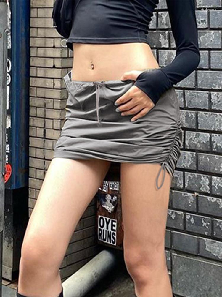 Skirts Streetwear Grey Mini Skirt Drawstring Folds Low Rise Short For Women Fashion 2023 Vintage Y2k Aesthetic Clothing, Gray
Skirts Streetwear Grey Mini Skirt Drawstring Folds Low Rise Short For Women Fashion 2023 Vintage Y2k Aesthetic Clothing, Gray