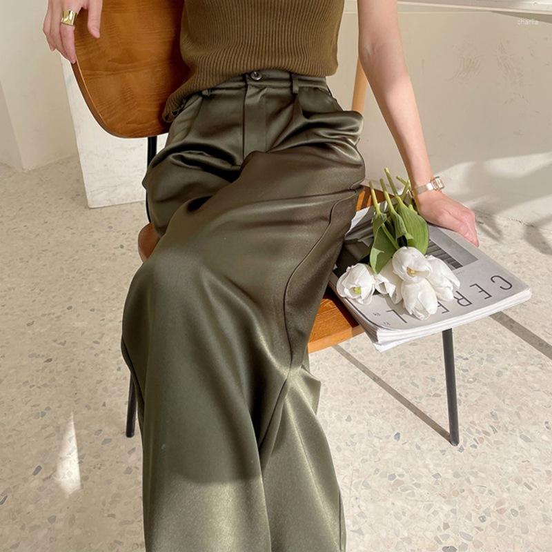 Women's Pants 2023 Summer Silk Satin Women's High Waist Casual Black Korean Fashion Wide Leg Suit For Women Trousers
Women's Pants 2023 Summer Silk Satin Women's High Waist Casual Black Korean Fashion Wide Leg Suit For Women Trousers