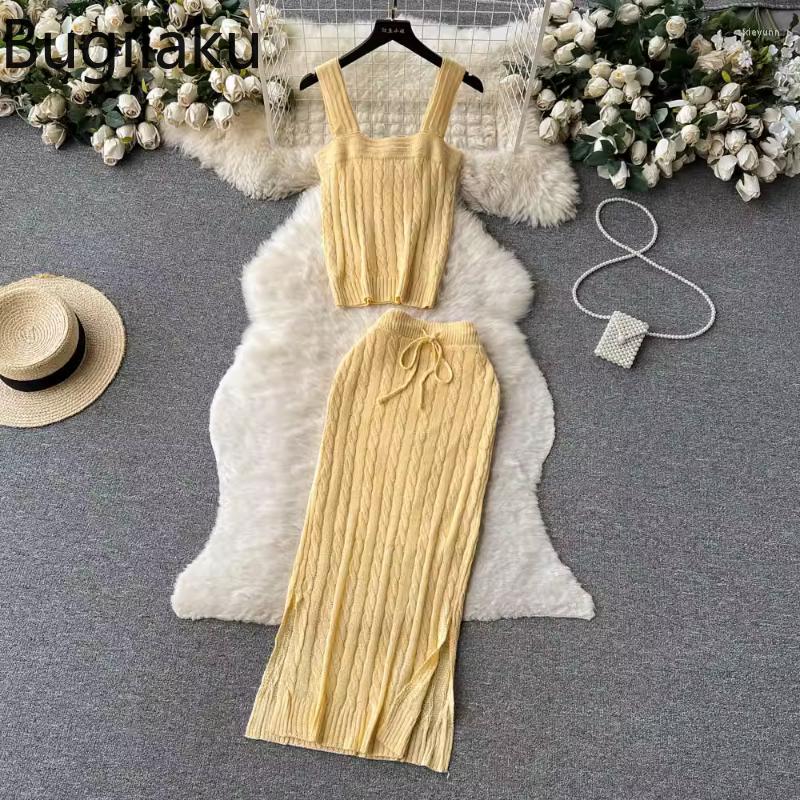 Work Dresses Bugilaku Solid Color Slim Fit Knitted Summer 2 Piece Sets Womens Outfits Simple All-match Camisole High Waist Lace Up Skirts, Yellow
Work Dresses Bugilaku Solid Color Slim Fit Knitted Summer 2 Piece Sets Womens Outfits Simple All-match Camisole High Waist Lace Up Skirts, Yellow