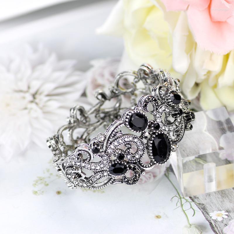 Bangle SUNSPICEMS Retro Black Crystal Vintage For Women Turkish Ethnic Banquet Jewelry Antique Gold Silver Color Raym22
Bangle SUNSPICEMS Retro Black Crystal Vintage For Women Turkish Ethnic Banquet Jewelry Antique Gold Silver Color Raym22