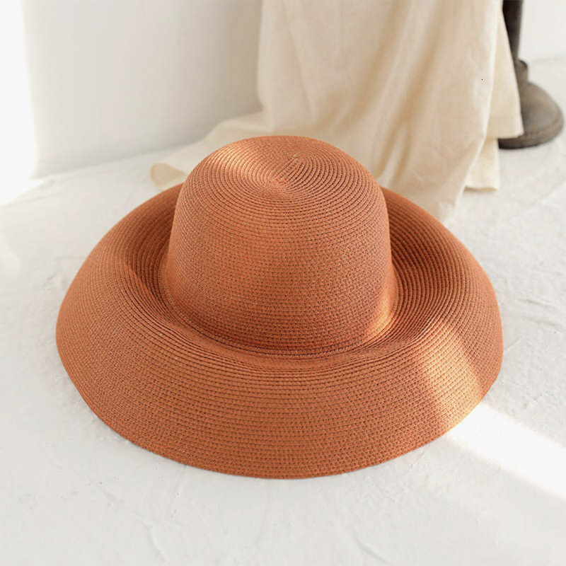 Wide Brim Hats Bucket Luna Dolphin Handmade Women Summer Sun Hat Big Eaves Beach Japanese Hepburn Style Holiday Fold Fisherman Cap Temperament Flat 23