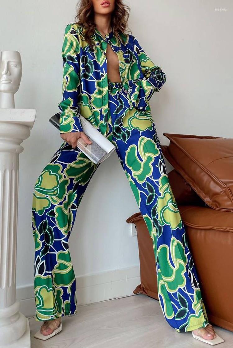 Women' Two Piece Pants Fashion Printed Commuting Outfits Women Retro Loose Long Sleeve Blouse Straight Suit 2023 Summer Casual Set, Green
Women' Two Piece Pants Fashion Printed Commuting Outfits Women Retro Loose Long Sleeve Blouse Straight Suit 2023 Summer Casual Set, Green