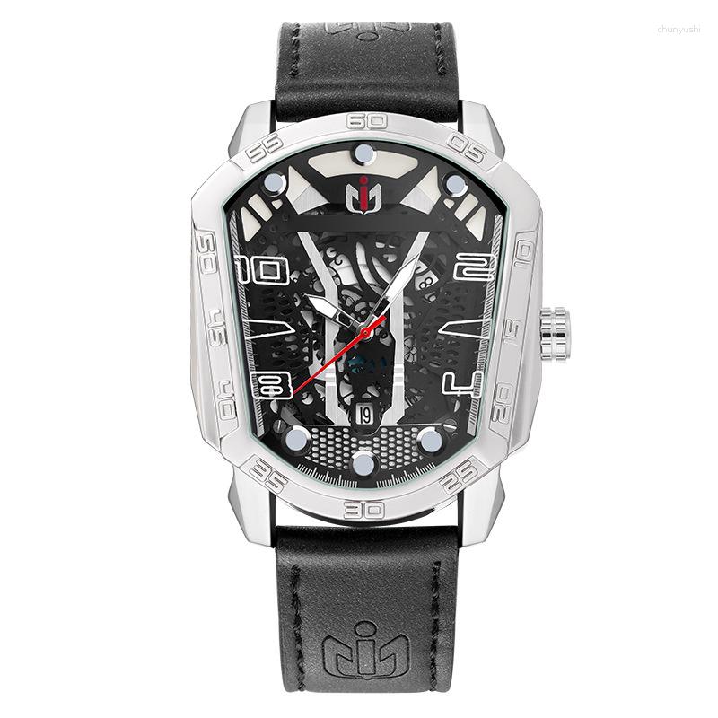 Wristwatches Quartz Watch For Men's Motorcycle Trend Cool Hollow Out Luminous Pointer Calendar Waterproof Sports Leather Reloj Hombre
Wristwatches Quartz Watch For Men's Motorcycle Trend Cool Hollow Out Luminous Pointer Calendar Waterproof Sports Leather Reloj Hombre