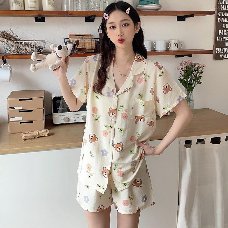 Women's Sleepwear 2023 Summer Short Sleeve Cotton Shorts Pajama Sets For Women Korean Cute Cartoon Print Suit Homewear Home Clothes, 12161
Women's Sleepwear 2023 Summer Short Sleeve Cotton Shorts Pajama Sets For Women Korean Cute Cartoon Print Suit Homewear Home Clothes, 12161
