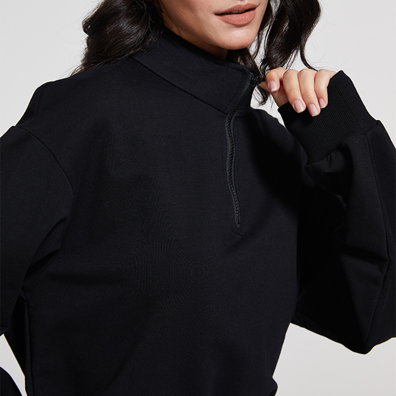 L88288 Women Hoodies Jacket Sweatshirt For Autumn Yoga Suit Jacket Ladies Gym Workout Coat Half Zipper Fleece Loose Workout Pullover F169