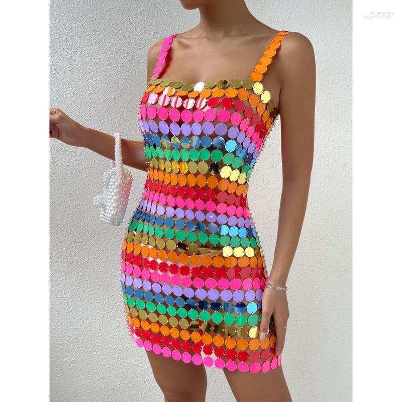 Stage Wear Bar Club Party Show Mini Dress Women Sexy See Through Colorful Sequins Sling Bodycon Singer Costume Rave Outfit, Colorful dress
Stage Wear Bar Club Party Show Mini Dress Women Sexy See Through Colorful Sequins Sling Bodycon Singer Costume Rave Outfit, Colorful dress