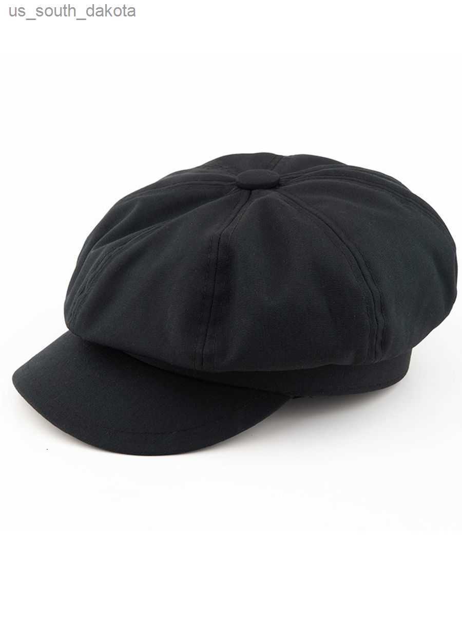 

54cm 56cm 57.5cm 59cm 61-62cm Chilren Canvas Newsboy Cap Lady Fashion Painter Hat Wool Felt Beret Men Big Size Octagonal Hat L230523, Canvas black