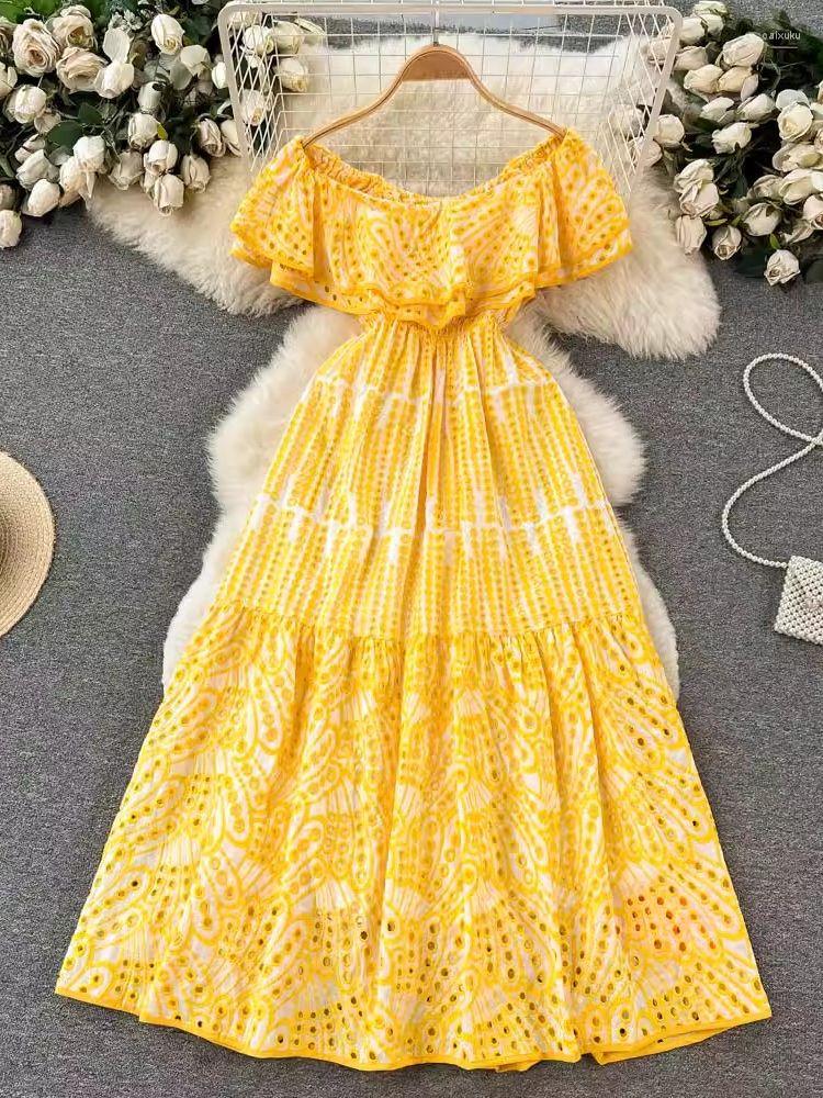 Party Dresses Summer Sexy Cutout Off The Shoulder Hollow Out Embroidery Dress Women' Two Layers Ruffles Elastic Waist Holiday Long Vestidos, Blue
Party Dresses Summer Sexy Cutout Off The Shoulder Hollow Out Embroidery Dress Women' Two Layers Ruffles Elastic Waist Holiday Long Vestidos, Blue