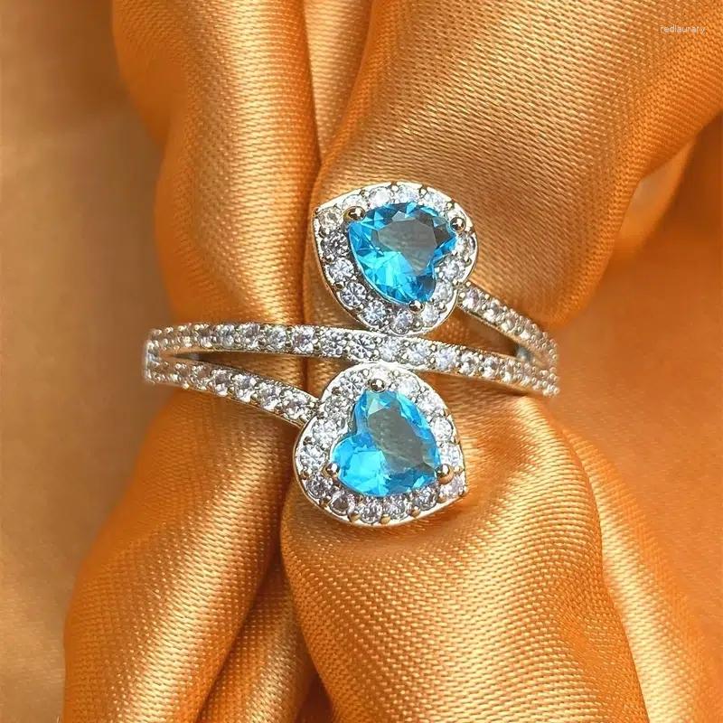 Wedding Rings Huitan 2023 Double Heart See Blue Love Cubic Zirconia Accessories For Women Silver Color Eternity Trendy Jewelry
Wedding Rings Huitan 2023 Double Heart See Blue Love Cubic Zirconia Accessories For Women Silver Color Eternity Trendy Jewelry