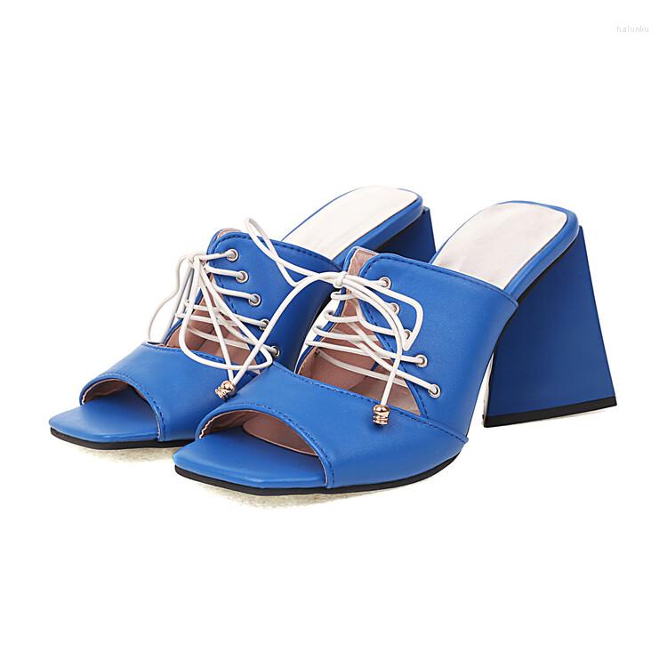 Sandals Oversize Large Size Big Square Toes Thick Heel Super High Lace-up Fashion With Heels Simple And Elegant, Blue
Sandals Oversize Large Size Big Square Toes Thick Heel Super High Lace-up Fashion With Heels Simple And Elegant, Blue