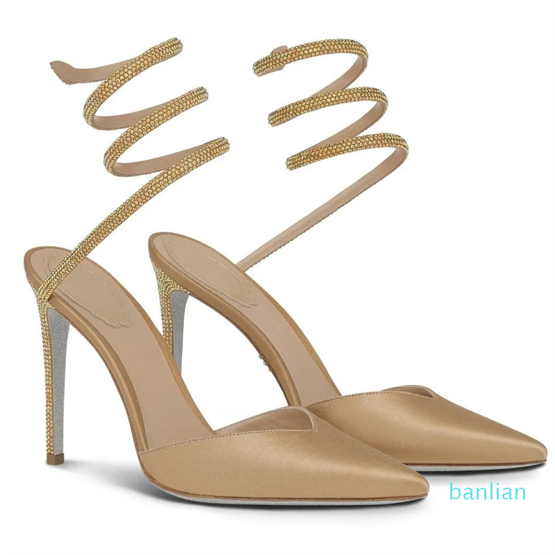 Designer Summer Brand Sandals Shoes Women Open-back Pump Pointed toe High Heels Crystal Wrapped Strappy Satin Nappa Leather Lady Singback EU35-43
Designer Summer Brand Sandals Shoes Women Open-back Pump Pointed toe High Heels Crystal Wrapped Strappy Satin Nappa Leather Lady Singback EU35-43