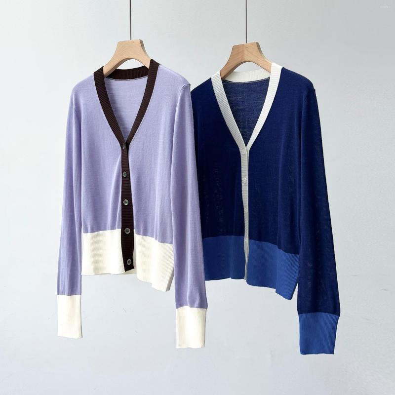 Women's Knits 2023 Spring And Summer Sweater V-neck Color Matching Wool Long-sleeved Ladies Knitted Cardigan, Purple
Women's Knits 2023 Spring And Summer Sweater V-neck Color Matching Wool Long-sleeved Ladies Knitted Cardigan, Purple