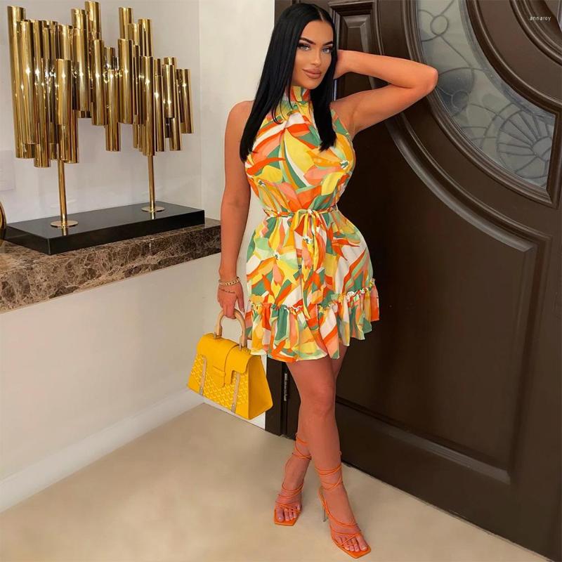 Casual Dresses 2023 Fashion Digital Printing Halter Dress Irregular Sexy Holiday Style Mini Short, Yellow
Casual Dresses 2023 Fashion Digital Printing Halter Dress Irregular Sexy Holiday Style Mini Short, Yellow
